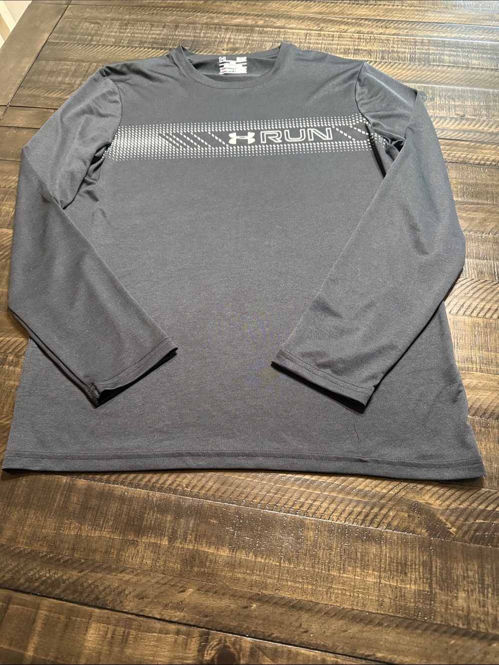 Under Armour Long Sleeve Run Tee - Charcoal Gray with White Graphic